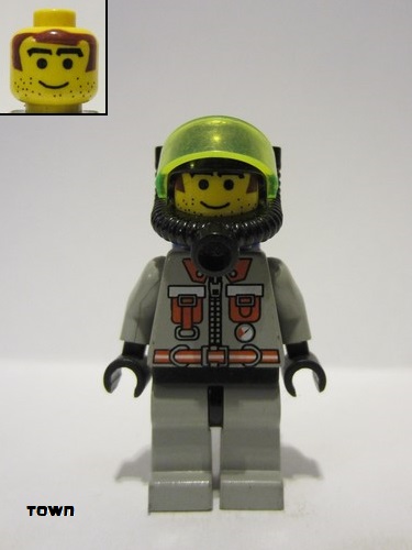 lego 1999 mini figurine fire007 Fire City Center 4, Light Gray Legs with Black Hips, Black Breathing Helmet 2 