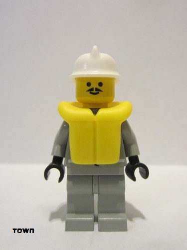lego 1999 mini figurine firec026 Fire Air Gauge and Pocket, Light Gray Legs, White Fire Helmet, Life Jacket 