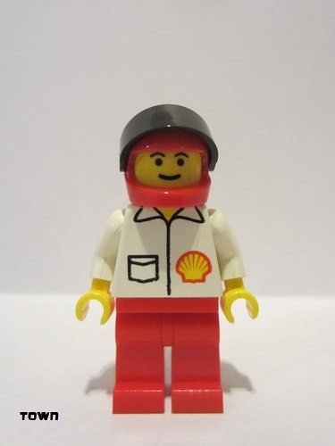 lego 1999 mini figurine shell007 Shell Jacket, Red Legs, Red Helmet, Black Visor 