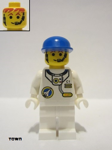 lego 1999 mini figurine spp001 Space Port - Astronaut C1 White Legs, Blue Cap 