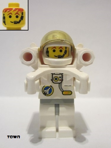 lego 1999 mini figurine spp006 Space Port - Astronaut C1 White Legs with Light Gray Hips, Rocket Pack 