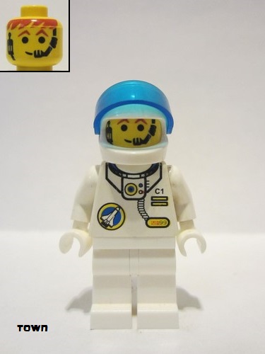 lego 1999 mini figurine spp015 Space Port - Astronaut C1 White Legs, White Helmet, Visor 