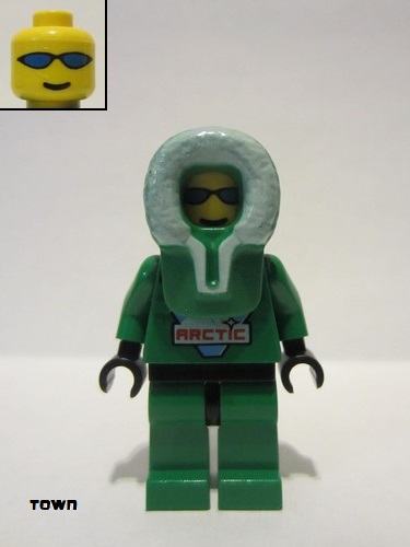 lego 2000 mini figurine arc008 Arctic Green, Green Hood 