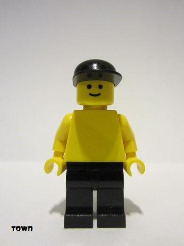 lego 2000 mini figurine pln094 Citizen Plain Yellow Torso with Yellow Arms, Black Legs, Black Cap 