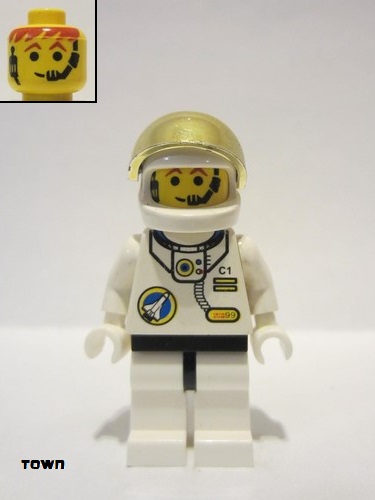 lego 2000 mini figurine spp017 Space Port - Astronaut C1 White Legs with Black Hips 