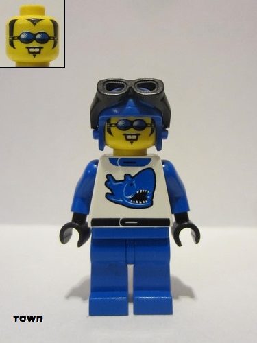 lego 2000 mini figurine twn002 Race Driver Blue Shark 