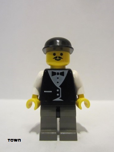 lego 2000 mini figurine twn004 Citizen Town Vest Formal - Race Official, Black Cap 