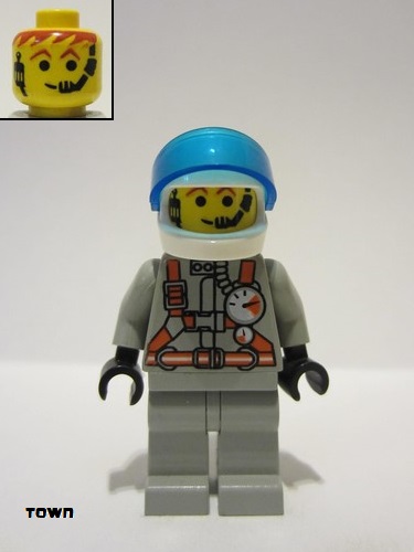 lego 2000 mini figurine twn006 Fire - City Center 2 Light Gray Legs, White Helmet, Visor (Spy Runner Pilot) 