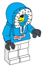lego 2001 mini figurine arc013 Arctic Blue, Blue Hood, White Legs 