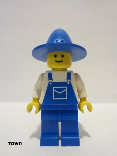 lego 2001 mini figurine ovr035 Citizen Overalls Blue with Pocket, Blue Legs, Blue Wizard / Witch Hat 