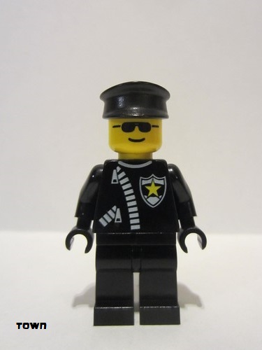 lego 2002 mini figurine cop025 Police Zipper with Sheriff Star, Black Hat 