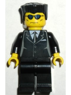 lego 2003 mini figurine trn116 Citizen Suit Black, Flat Top, Blue Sunglasses 