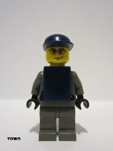 lego 2003 mini figurine wc001 Police - Security Guard Dark Gray Legs, Dark Blue Cap, Dark Blue Vest 