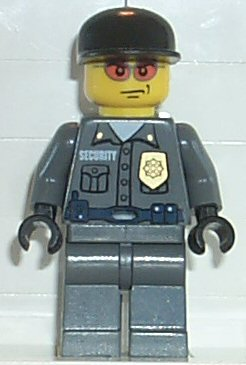 lego 2003 mini figurine wc003 Police - Security Guard Dark Gray Legs, Dark Blue Cap 