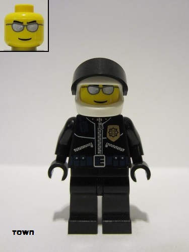 lego 2003 mini figurine wc008 Police - World City Helicopter Pilot Black Jacket with Zipper and Badge 