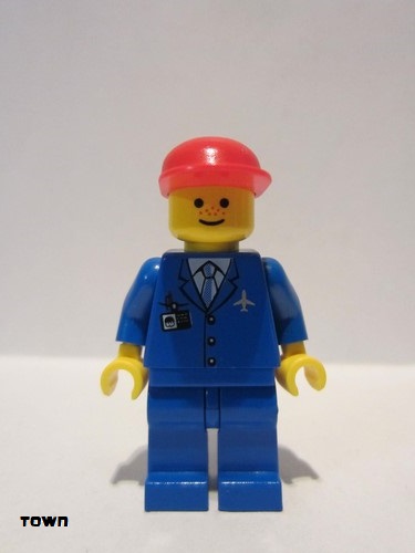 lego 2004 mini figurine air026 Airport Blue 3 Button Jacket & Tie, Red Cap, Freckles 
