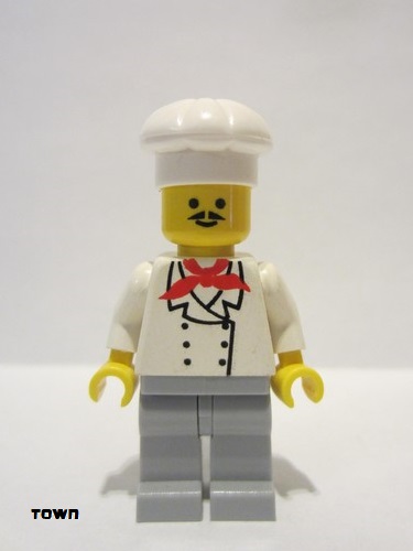 lego 2005 mini figurine chef011 Chef Light Bluish Gray Legs, Moustache 