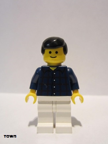 lego 2006 mini figurine cty0037 Citizen Plaid Button Shirt, White Legs, Black Male Hair, Standard Grin 