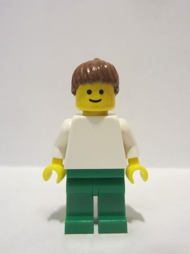 lego 2006 mini figurine pln147 Citizen Plain White Torso with White Arms, Green Legs, Reddish Brown Ponytail Hair 