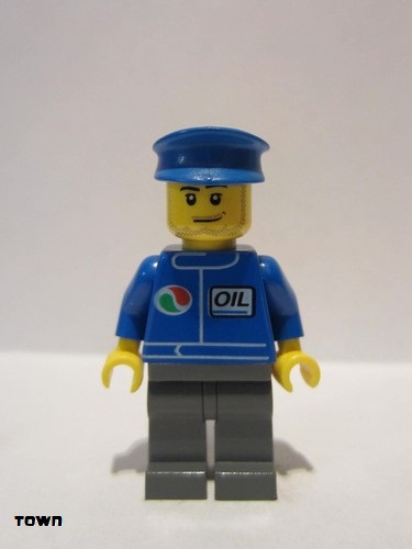lego 2008 mini figurine oct061 Octan Blue Oil, Dark Bluish Gray Legs, Blue Hat, Smirk and Stubble Beard 