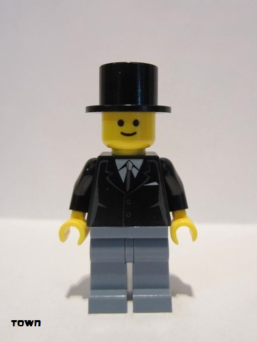 lego 2008 mini figurine twn071 Citizen Suit Black, Top Hat, Sand Blue Legs 