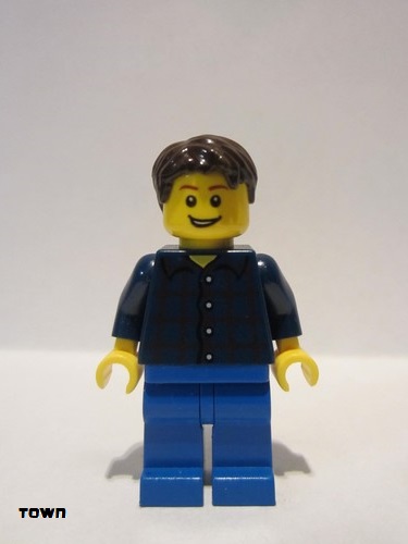 lego 2010 mini figurine cty0177 Citizen Plaid Button Shirt, Blue Legs, Dark Brown Short Tousled Hair 