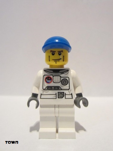 lego 2011 mini figurine cty0221 Citizen Spacesuit, White Legs, Blue Short Bill Cap, Brown Eyebrows 