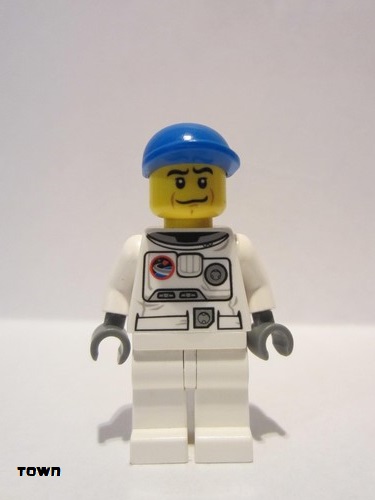 lego 2011 mini figurine cty0226 Citizen Spacesuit, White Legs, Blue Short Bill Cap, Black Eyebrows 