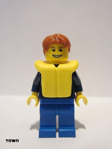 lego 2011 mini figurine cty0232 Citizen Plaid Button Shirt, Blue Legs, Dark Orange Short Tousled Hair, Life Jacket 