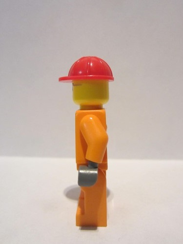lego 2011 mini figurine cty0246 Construction Worker Orange Zipper, Safety Stripes, Orange Arms, Orange Legs, Red Construction Helmet, Glasses with Gray Side Frames (Crane Operator) 
