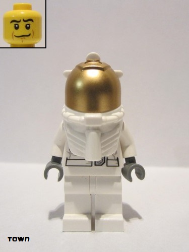 lego 2011 mini figurine cty0384 Citizen Spacesuit, White Legs, Underwater Helmet, Visor 