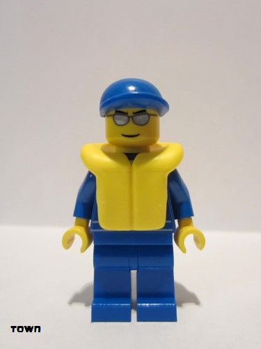lego 2011 mini figurine oct056 Octan Blue Oil, Blue Legs, Life Jacket, Blue Short Bill Cap 
