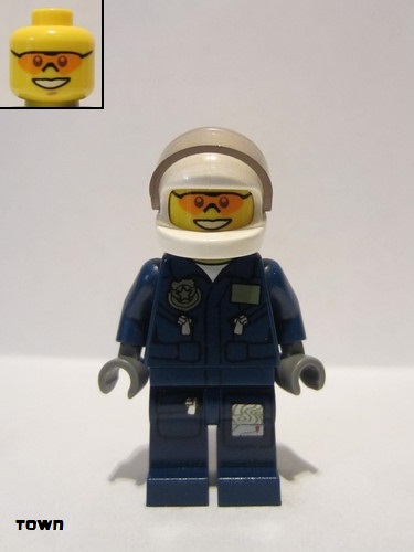 lego 2012 mini figurine cty0267 Forest Police Helicopter Pilot, Dark Blue Flight Suit with Badge, Helmet 