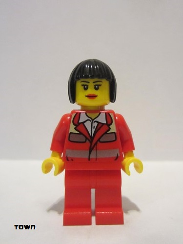 lego 2012 mini figurine cty0271 Paramedic Red Uniform, Female, Black Bob Cut Hair 