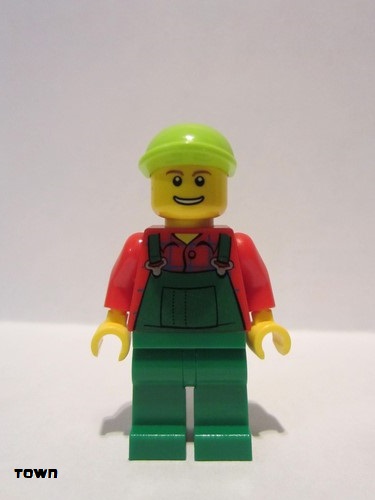 lego 2012 mini figurine cty0296 Farmer Overalls Farmer Green, Lime Short Bill Cap 