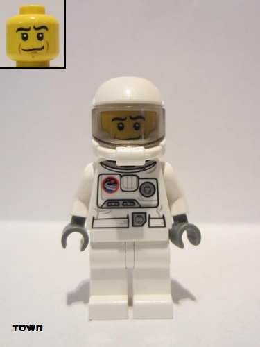 lego 2012 mini figurine cty0324 Citizen Spacesuit, White Legs, Space Helmet, Black Eyebrows 