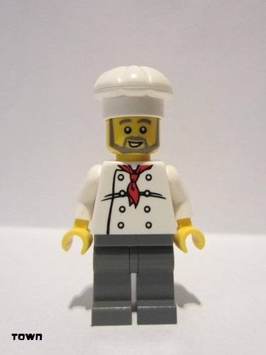 lego 2013 mini figurine chef021 Chef White Torso with 8 Buttons, Dark Bluish Gray Legs, Gray Beard 