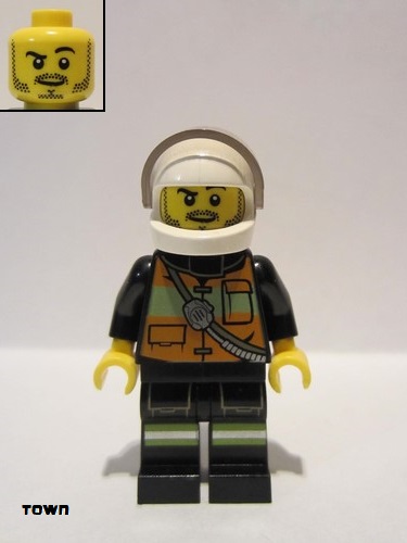 lego 2013 mini figurine cty0344 Fire Reflective Stripe Vest with Pockets and Shoulder Strap, White Helmet 