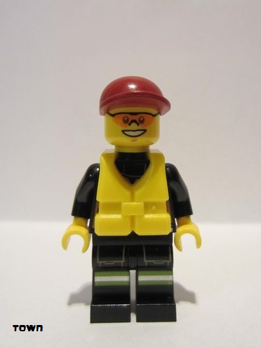 lego 2013 mini figurine cty0371 Fire Reflective Stripe Vest with Pockets and Shoulder Strap, Dark Red Short Bill Cap, Life Jacket Center Buckle 