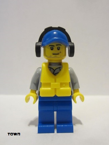 lego 2013 mini figurine cty0418 Coast Guard City - Crew Member Male, Blue Cap with Hole, Headphones 