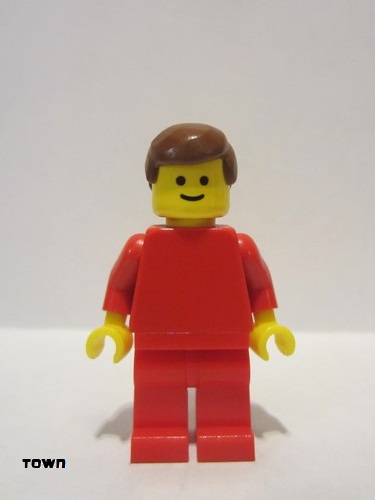 lego 2013 mini figurine pln174 Citizen Plain Red Torso with Red Arms, Red Legs, Reddish Brown Male Hair 