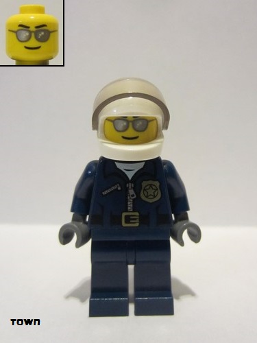 lego 2014 mini figurine cty0449 Police - City Motorcycle Officer Silver Sunglasses 