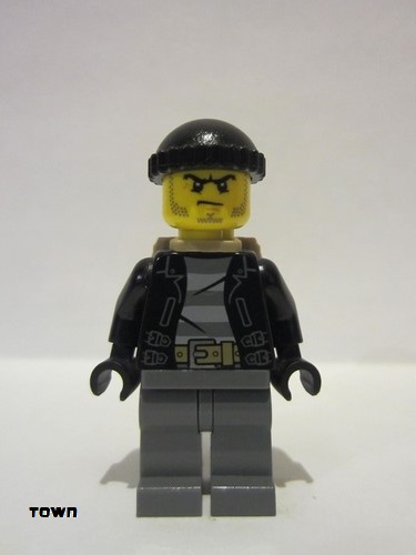 lego 2014 mini figurine cty0452 Police - City Bandit Male with Black Stubble and Backpack 