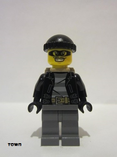 lego 2014 mini figurine cty0453 Police - City Bandit Male, Black Knit Cap, Backpack, Mask 