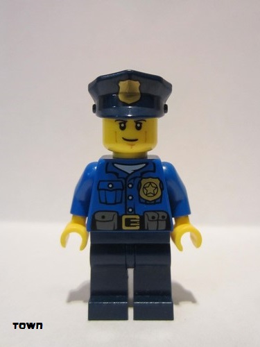 lego 2014 mini figurine cty0458 Police - City Officer Gold Badge, Police Hat, Cheek Lines 
