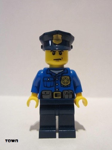 lego 2014 mini figurine cty0476 Police - City Officer Gold Badge, Police Hat, Scowl 