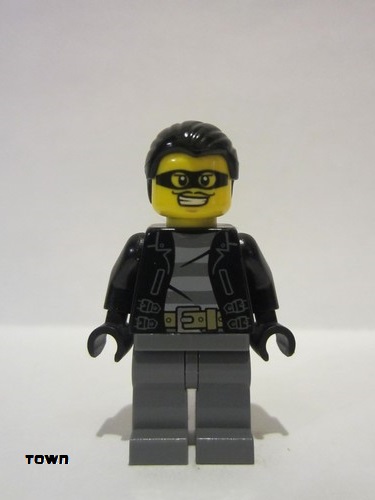lego 2014 mini figurine cty0478 Police - City Bandit Male, Black Hair, Mask 