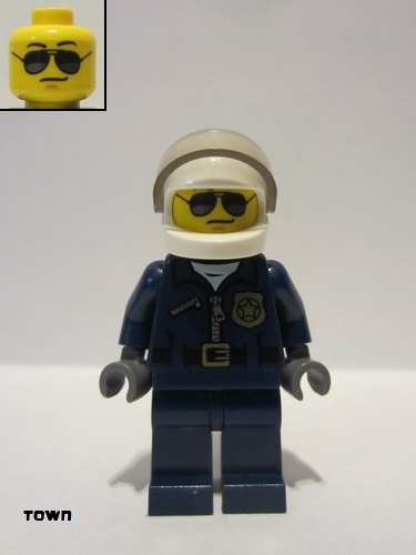 lego 2014 mini figurine cty0487a Police - City Helicopter Pilot Sunglasses, Black Eyebrows 