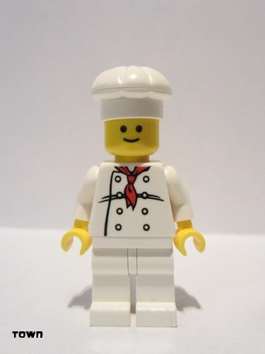 lego 2014 mini figurine twn192 Chef White Torso with 8 Buttons, Black Wrinkles, NO Back Print, White Legs, Standard Grin 