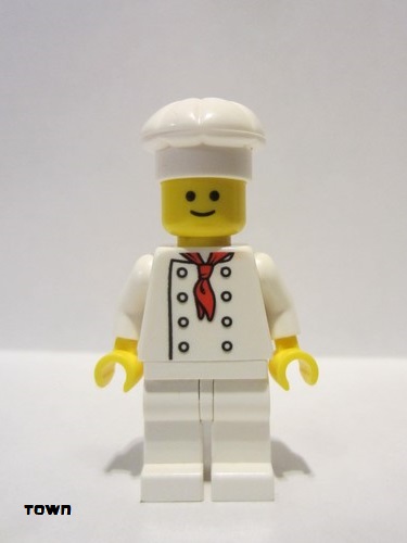 lego 2014 mini figurine twn192b Chef White Torso with 8 Buttons, No Wrinkles Front or Back, with Back Print, White Legs, Standard Grin 